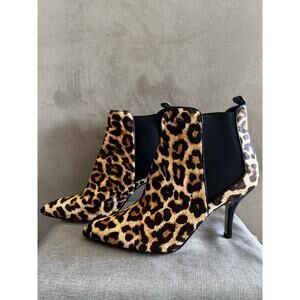 Michael Kors Real Fur Leopard Print Booties Size 8